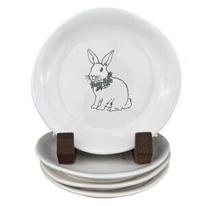 Pier 1  Bunny Rabbit 8" Salad Desert Plates Lot Set Of 4 - Easter